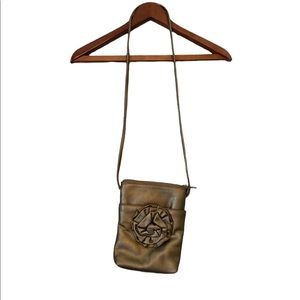 iLI Genuine Leather Gold Crossbody Purse